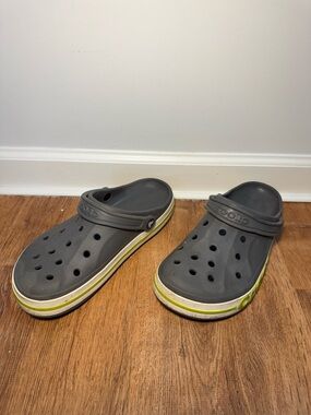 CROCS Classic Clog in Charcoal with Lime Accent